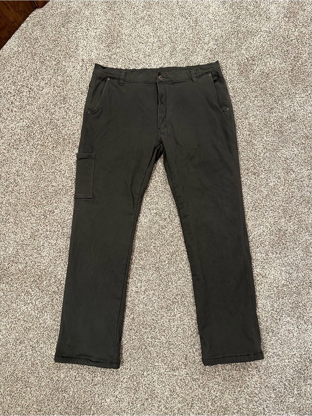 Polar King Men's Fleece Lined Duck Canvas Utility Work Pants Graphite 38x34